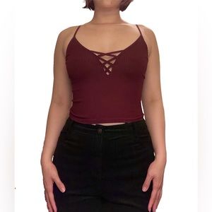 Ribbed Maroon Crop Top